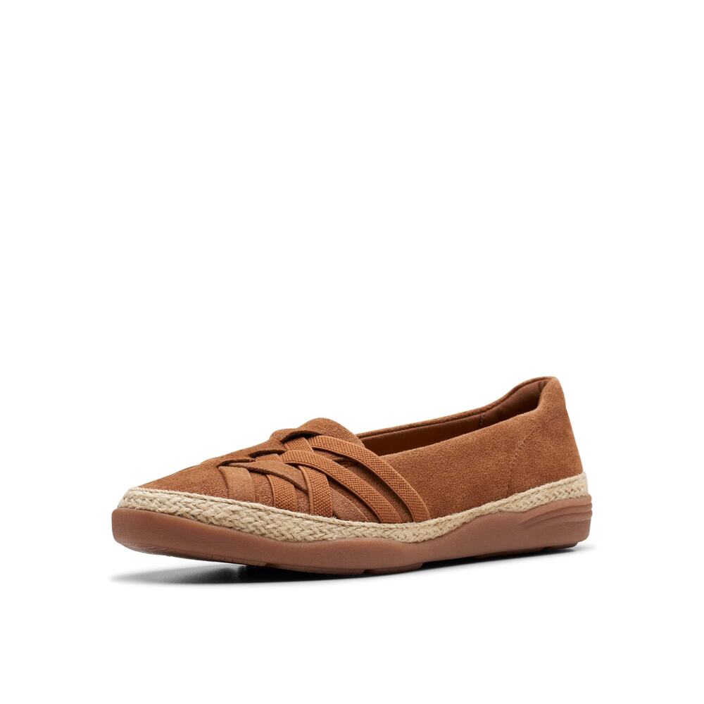NWT Clarks Women's Elaina Petal Loafer, Tan Suede, 9.5 Wide